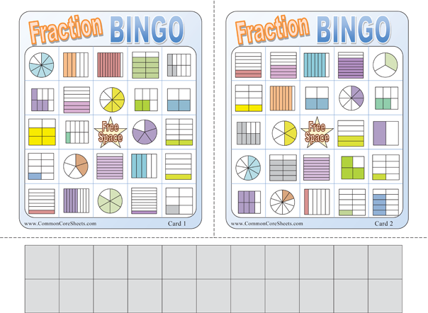 Fraction Bingo Worksheet - Fraction Bingo worksheet